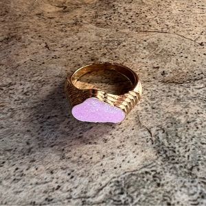 Glittery pink cloud gold ring size 7